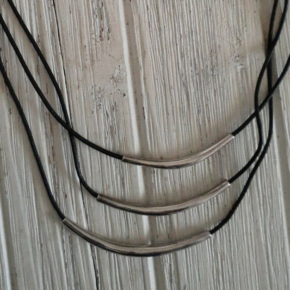 Silpada N1571 Leather sterling layered necklace